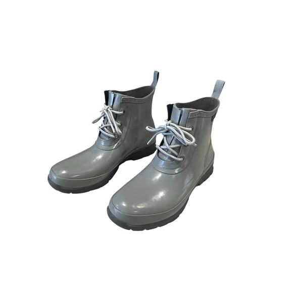BOGS Amanda Women’s Size 10 Chukka Gray Ankle Rain Boots Water Snow Lace Up - Picture 1 of 11